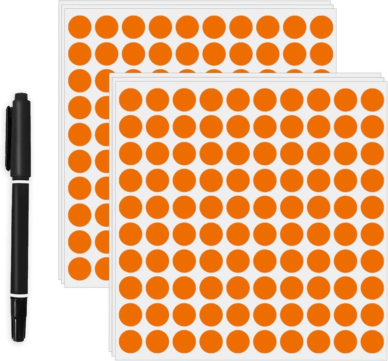 Aurtho 2000 Pcs 3/4" Garage Sale Price Stickers Sheets, Orange Yard Sale Price Stickers, Round Color Coding Labels, Circle Dot Sticker for Home Decorative, Office, Classroom, Papers Etc - Image 1